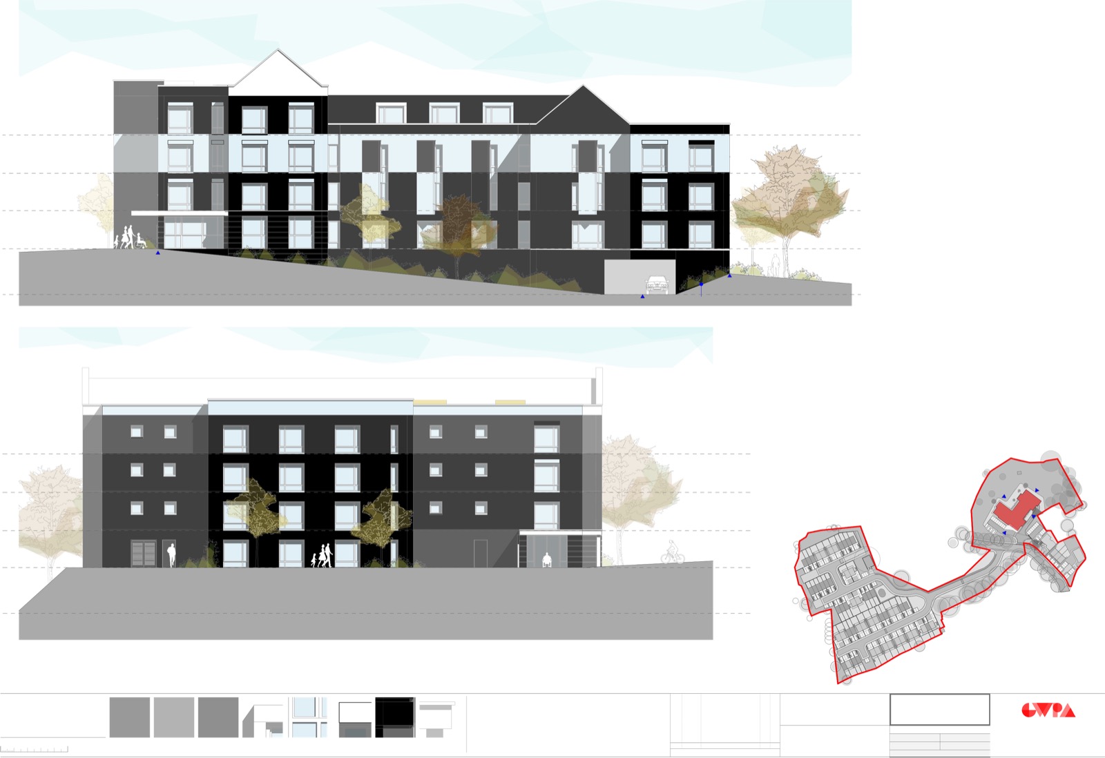 Architect's elevations and site layout for the consented Bradford scheme