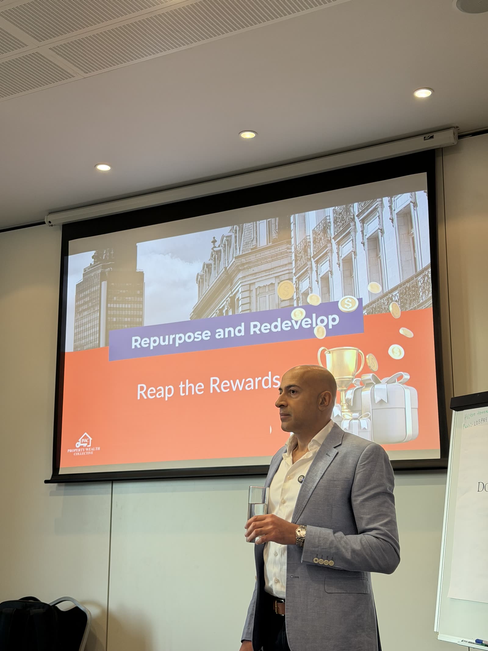 Javi Khanijau speaking at a Property Wealth Collective event