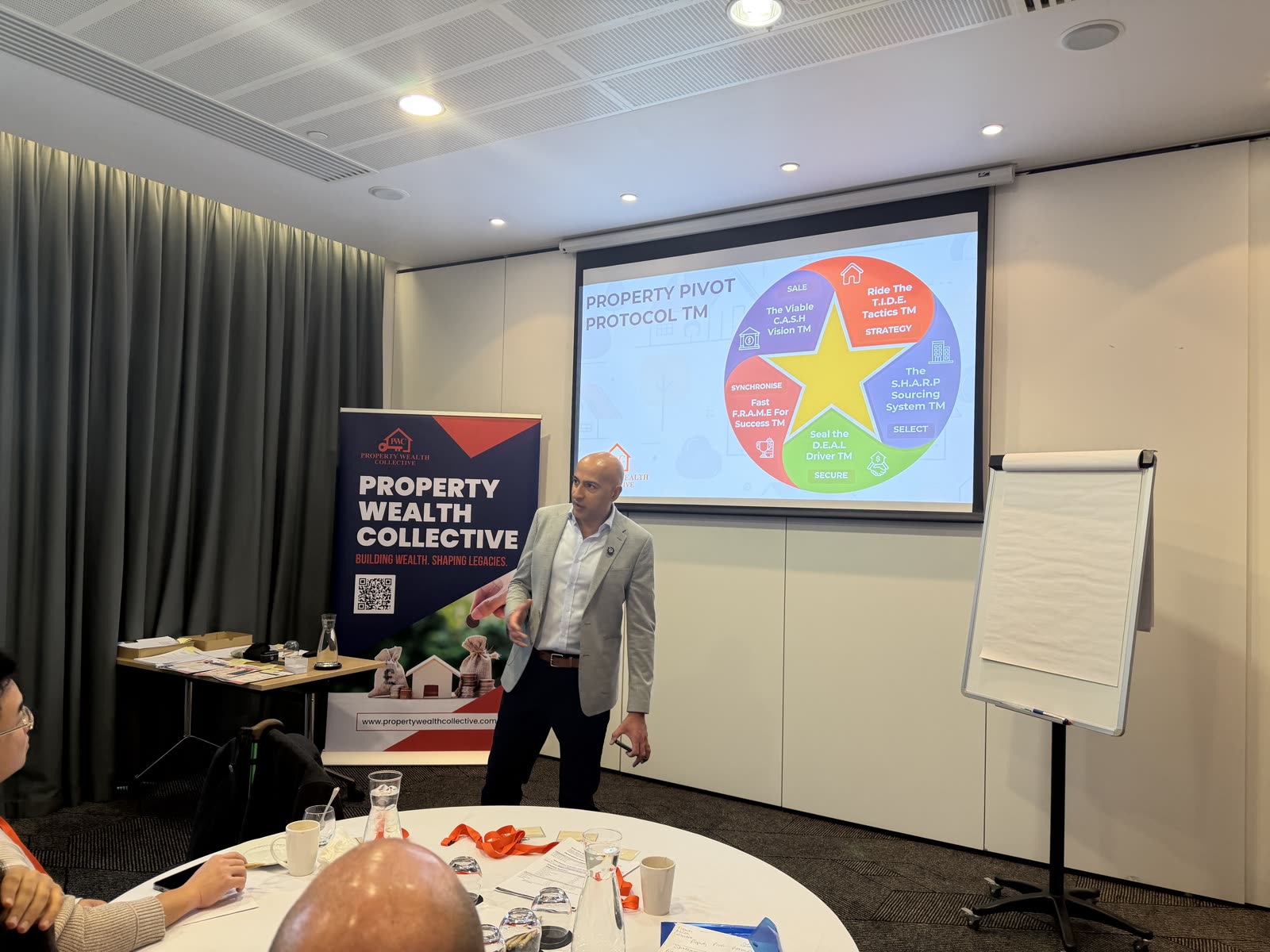 Javi Khanijau speaking at a Property Wealth Collective event